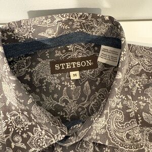 Size M Stetson Men's Gray Paisley Button Down Shirt